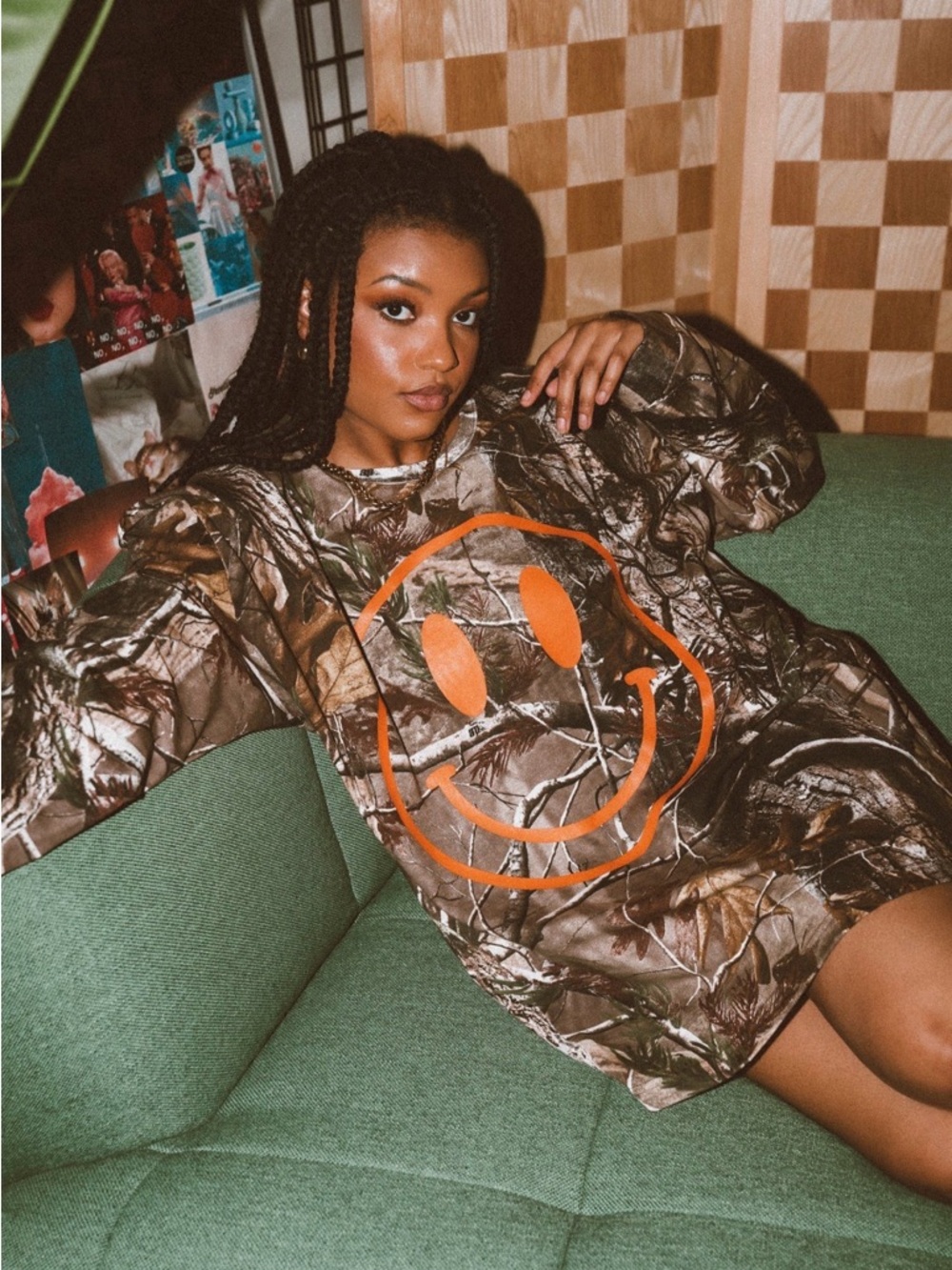 Dressed in LALA The World Needs Your Magic Oversized Long Sleeve Tee in Camo S/M